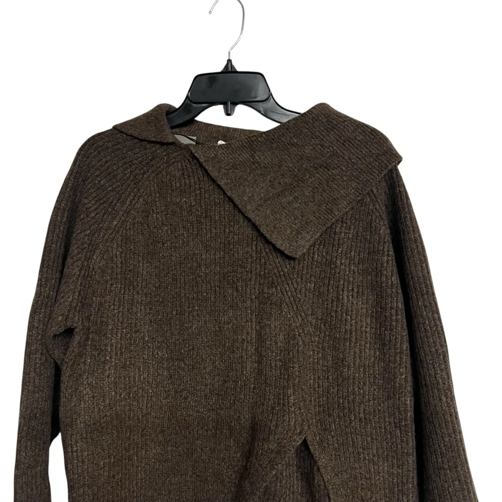 New Le Lis Ribbed Asymmetrical Long Sleeve Sweater in Brown - Picture 3 of 7